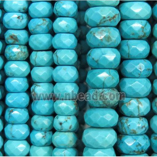blue Magnesite Turquoise beads, faceted rondelle