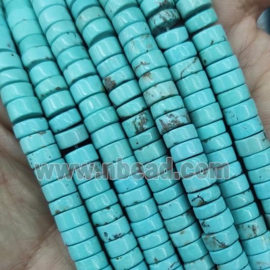 turquoise heishi beads, blue treated