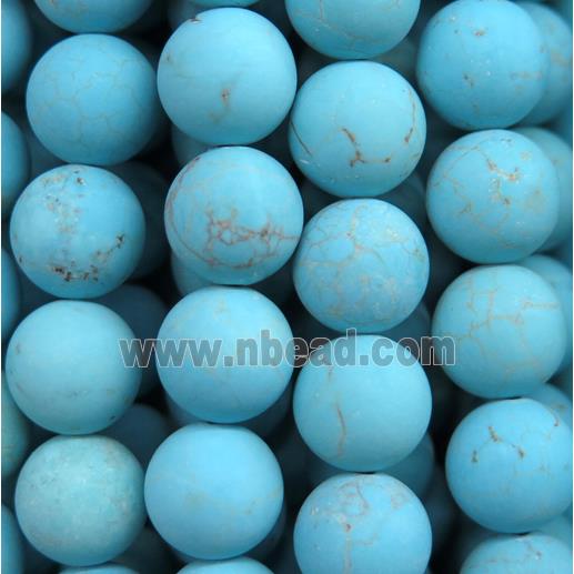 round matte Turquoise beads, blue treated