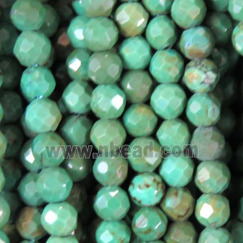 Green turquoise beads, faceted round