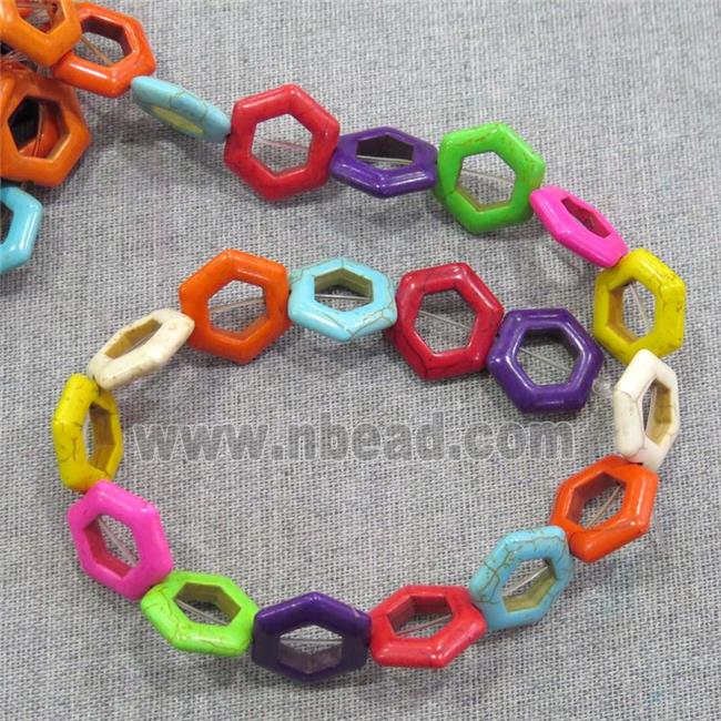 synthetic Turquoise hexagon beads, mix color