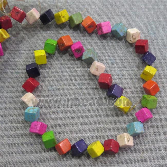 synthetic Turquoise cube beads, mix color