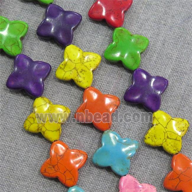 synthetic Turquoise clover beads, mix color