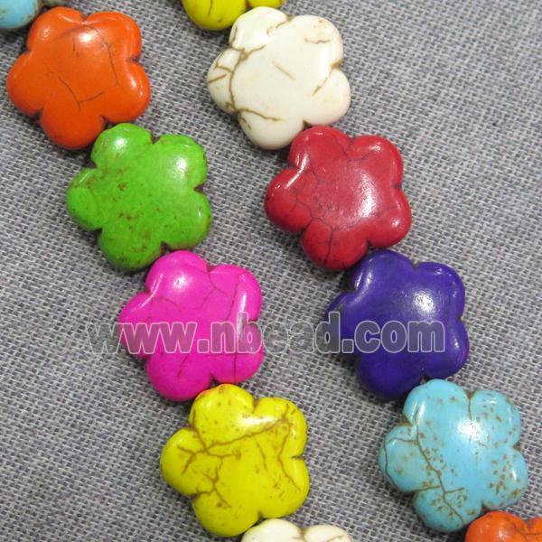 synthetic Turquoise flower beads, mix color