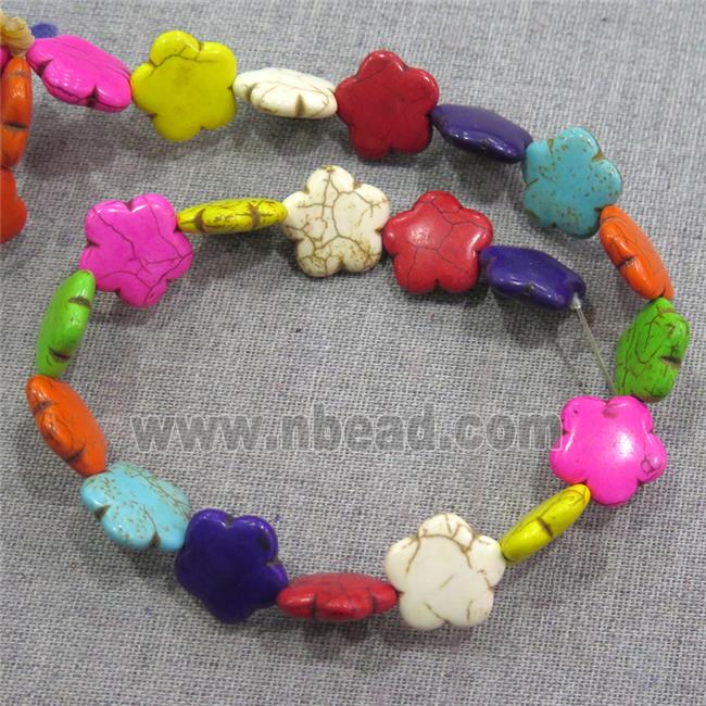 synthetic Turquoise flower beads, mix color