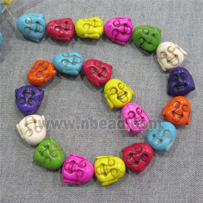 synthetic Turquoise buddha beads, mix color