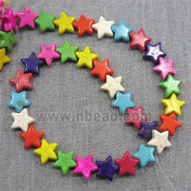 synthetic Turquoise star beads, mix color