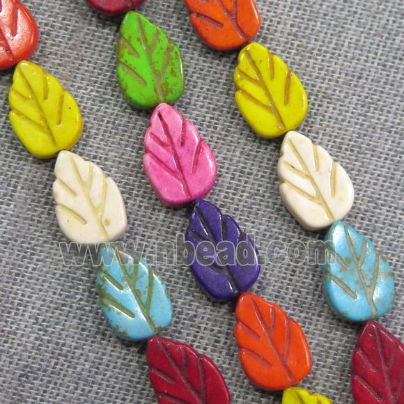 synthetic Turquoise leaf beads, mix color