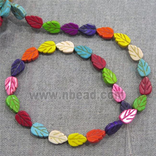 synthetic Turquoise leaf beads, mix color