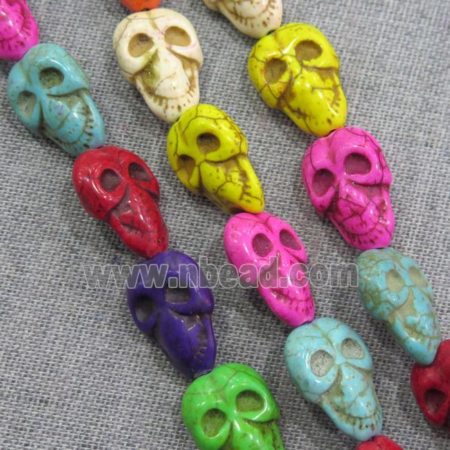 synthetic Turquoise skull beads, mix color
