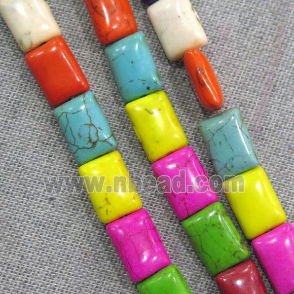 synthetic Turquoise rectangle beads, mix color