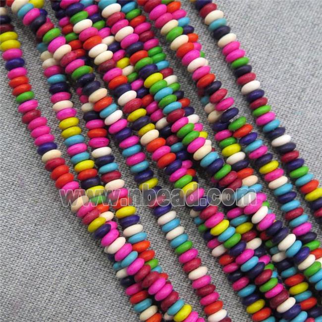 synthetic Turquoise rondelle beads, mix color