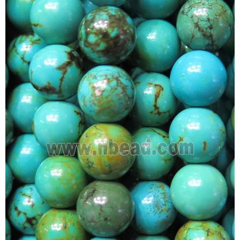 round Turquoise beads, blue, stabilized