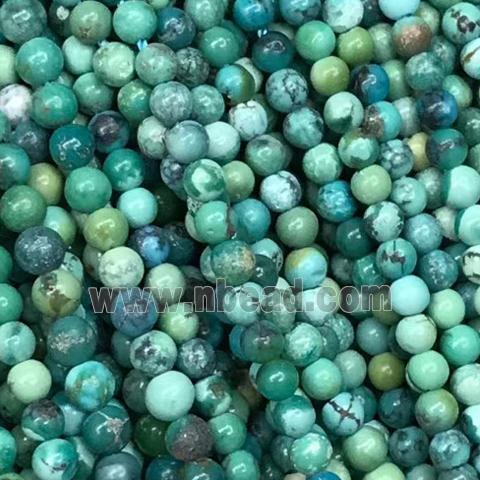 natural Hubei Turquoise beads, round, B-grade