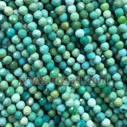 natural tiny Hubei Turquoise beads, faceted round, A-grade