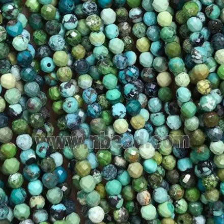 natural tiny Hubei Turquoise seed beads, faceted round, B-grade