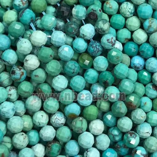 natural Hubei Turquoise beads, faceted round, A-grade