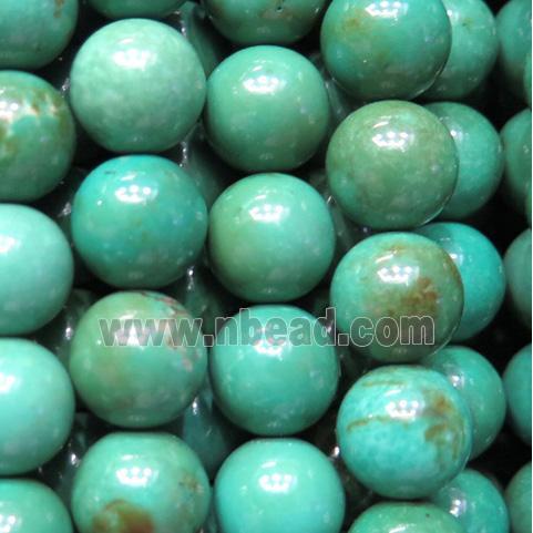 Turquoise beads, round, blue, stabilized