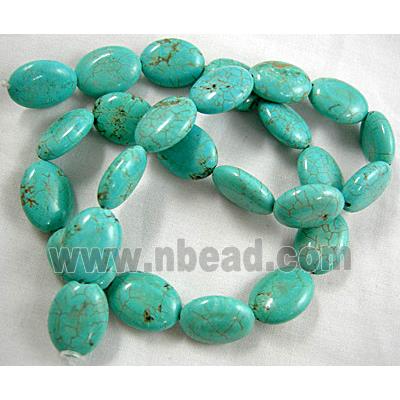 Chalky Turquoise beads, Flat Oval