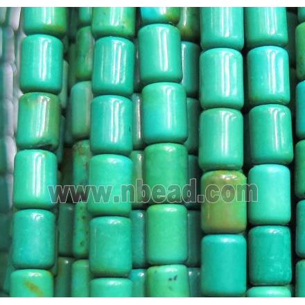 green Turquoise bead, tube, stabilized