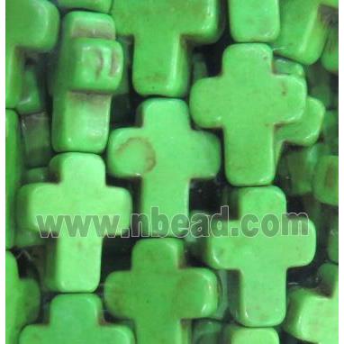 green synthetic Turquoise cross beads