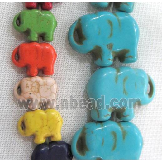 synthetic Turquoise elephant beads, mixed color