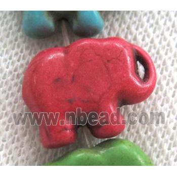 red synthetic Turquoise elephant beads