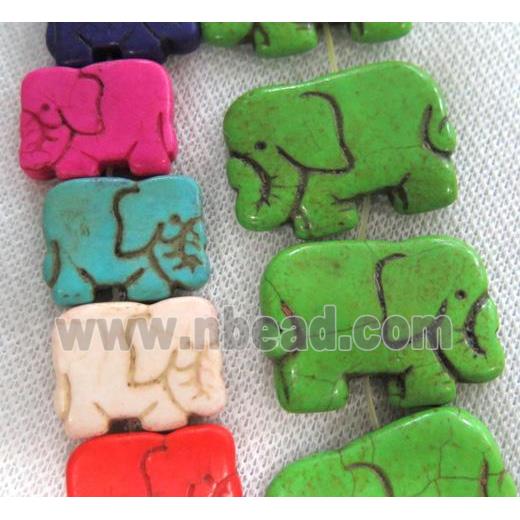 synthetic Turquoise elephant beads, mix color