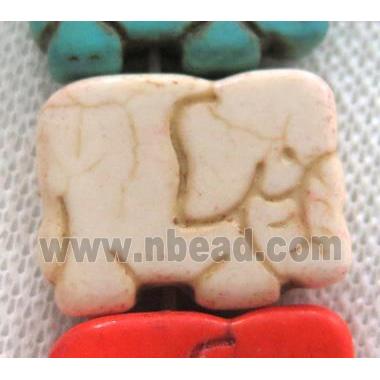 white synthetic Turquoise elephant beads