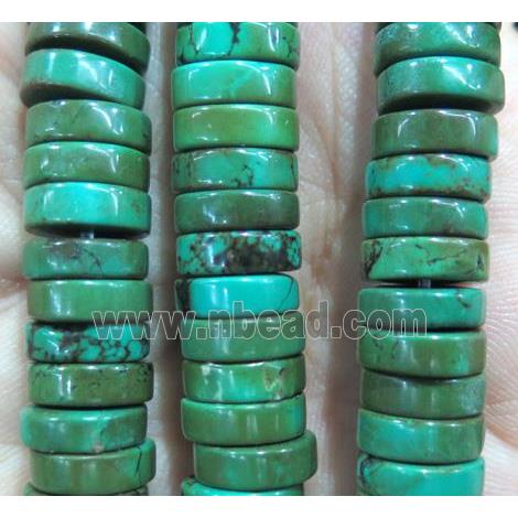 green Turquoise heishi beads, stabilized