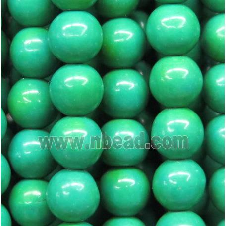 green turquoise bead, round, synthetic