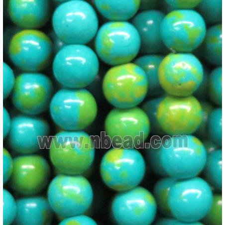 blue turquoise bead, round, synthetic