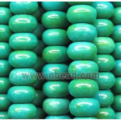 green turquoise bead, rondelle, synthetic
