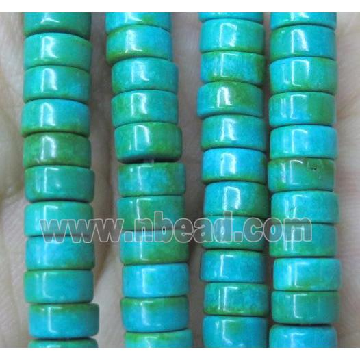 blue turquoise bead, heishi, synthetic
