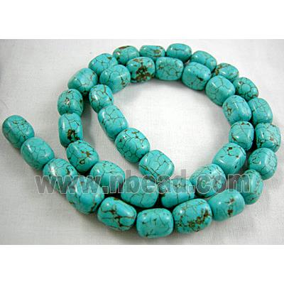 Chalky Turquoise Beads, Flat Barrel