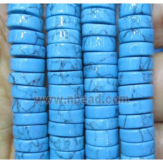 blue turquoise heishi beads, synthetic