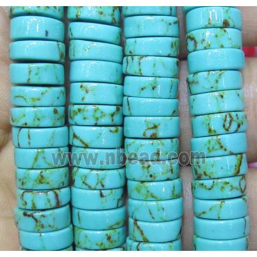 aqua turquoise heishi beads, synthetic