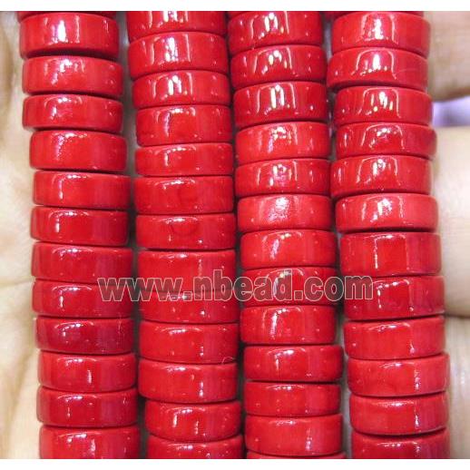 red turquoise heishi beads, synthetic