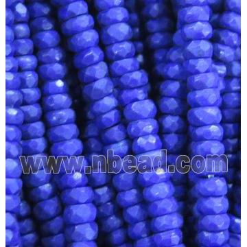 blue synthetic Turquoise beads, faceted rondelle