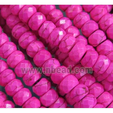 hotpink synthetic Turquoise beads, faceted rondelle