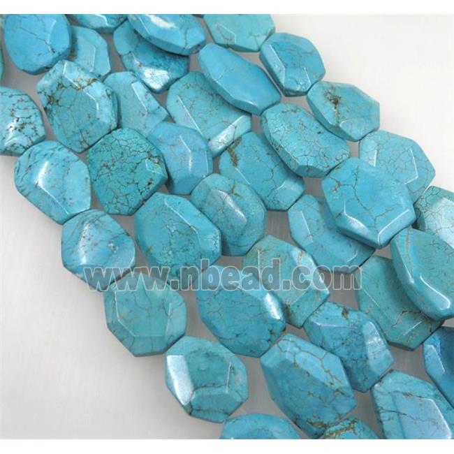 blue turquoise beads, faceted freeform