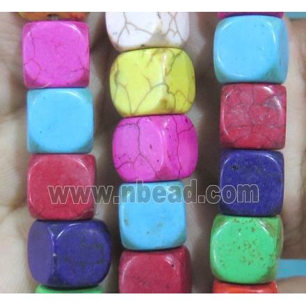 synthetic Turquoise cube beads, mixed color