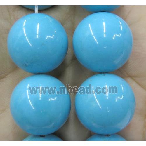 blue turquoise beads, blue treated, round