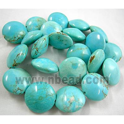 Chalky Turquoise beads, Coin Round