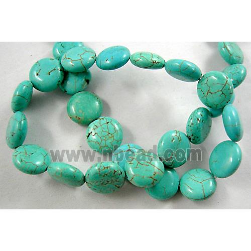 Chalky Turquoise beads, Flat Round