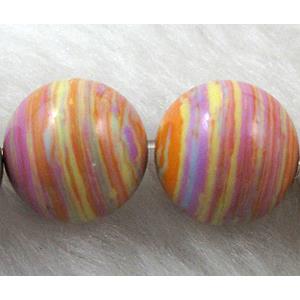 Striation Turquoise beads, Stabilized, round