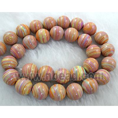 Striation Turquoise beads, Stabilized, round