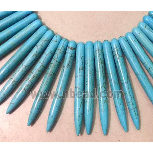 Turquoise stick bead for necklace, stability,
