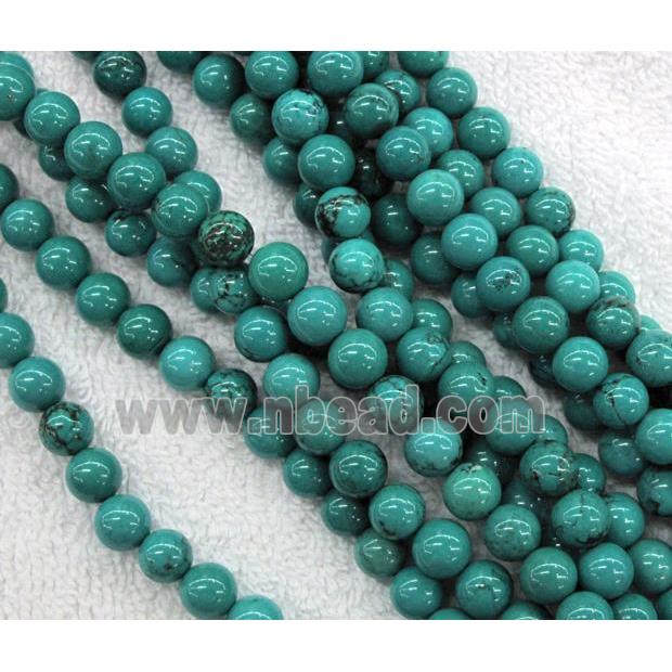 green Turquoise Beads, round