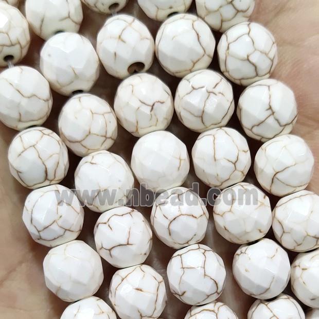 white synthetic Turquoise beads, faceted round